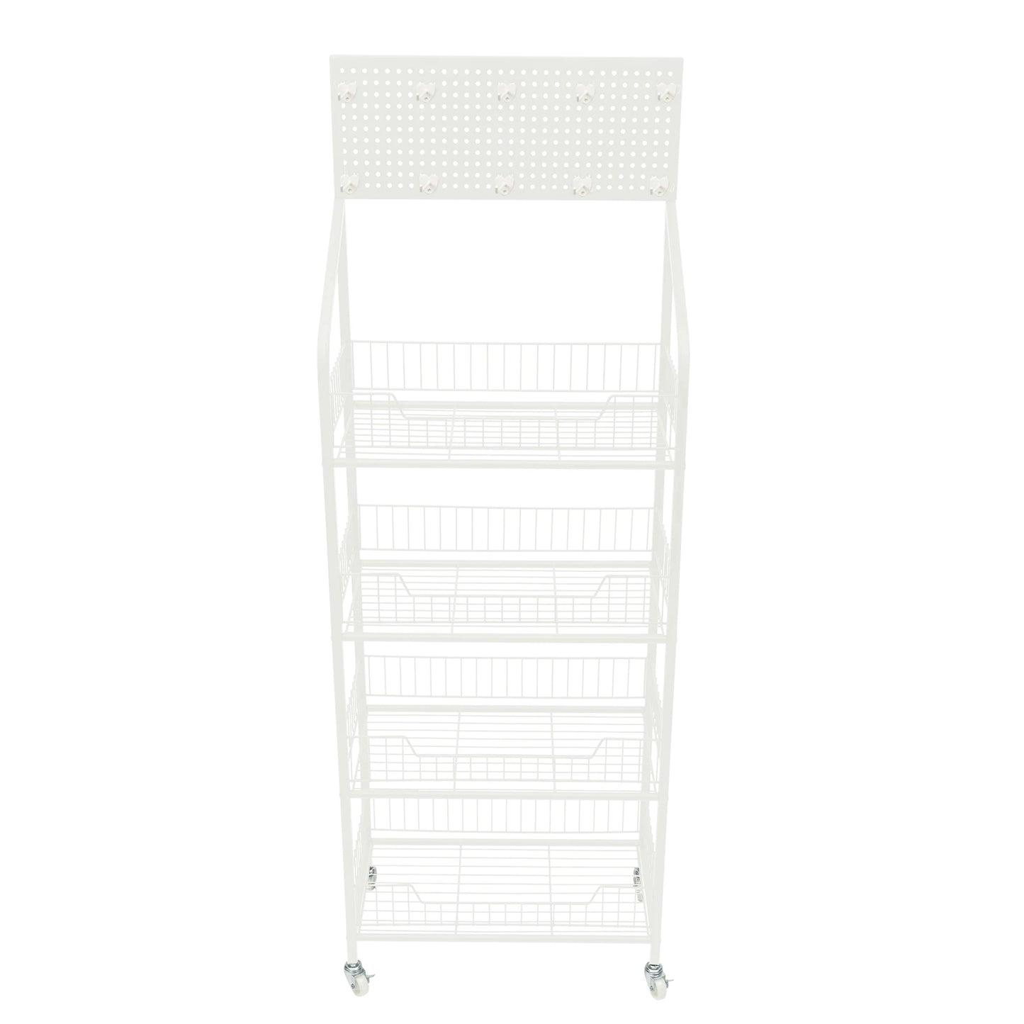 4 Tier Display Snack Rack with Universal Wheels Fruit Vegetable Towel Basket Stand Cart Metal Display Stand
