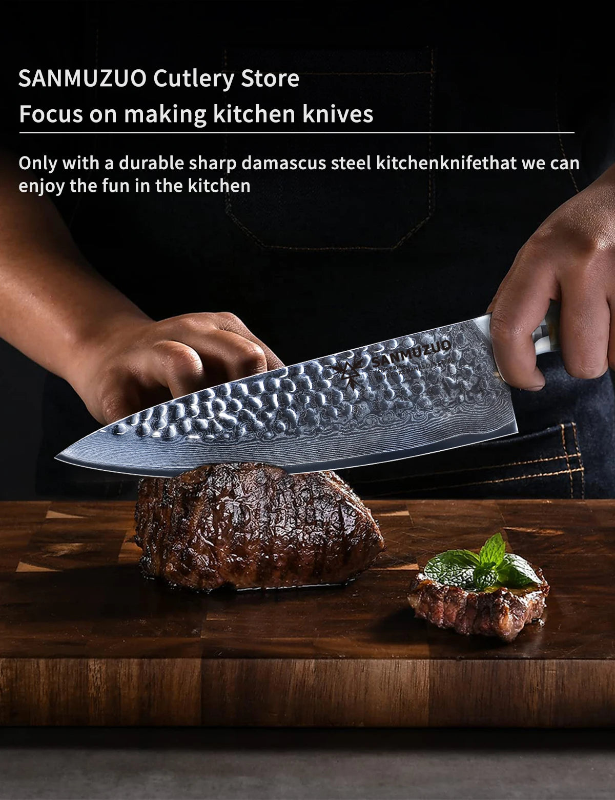 SANMUZUO 8 Inch Chef Knife - YAO Series - Premium Damascus Steel Kitchen Knife with Resin Handle - Suitable for Meat&Vegetables