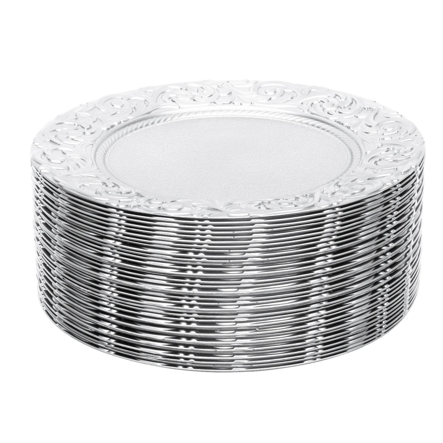 Charger Plates 100-Piece Set Round Reusable Serving Plates Gold Black Silver Green for Wedding Banquet Party Decor