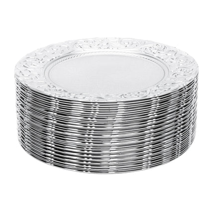 Charger Plates 100-Piece Set Round Reusable Serving Plates Gold Black Silver Green for Wedding Banquet Party Decor