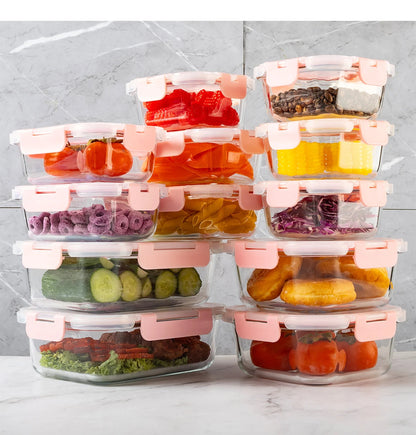 16-Piece Glass Food Storage Containers – Airtight, Leakproof, Oven & Microwave Safe