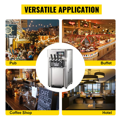 VEVOR Commercial Soft Serve & Fried Roll Ice Cream Machine – 220V Stainless Steel Instant Ice Cream Maker for Home or Business