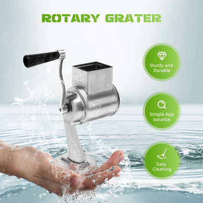 Rotary Grater W/5 Blades Stainless Steel Manual Grinder Vegetable Slicer Peanut Nuts Grinder Cheese Vegetable Shredder