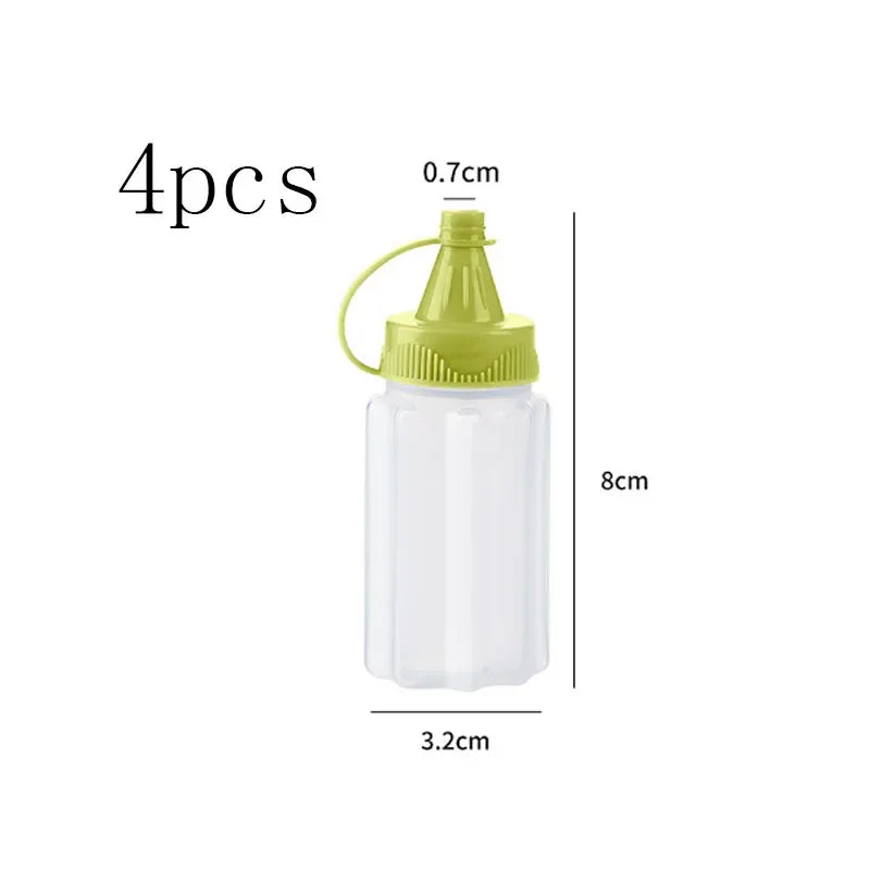 4pcs Plastic Sauce Squeeze Bottle Mini Seasoning Box Salad Dressing Containers Outdoor Portable Barbecue Spice Jar Kitchen Tool