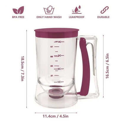 Hand-Held Batter Dispenser – Pancake, Cupcake & Waffle Batter Separator | Mess-Free Baking Tool for Muffins, Crepes & Baking Supplies
