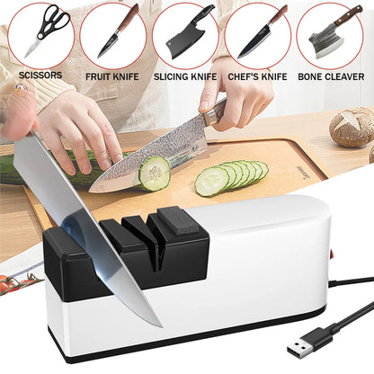 4 Segment Kitchen Fully Automatic Knife Sharpener Portable Electric Non-slip Base Knife Sharpener Household Kitchen Accessories