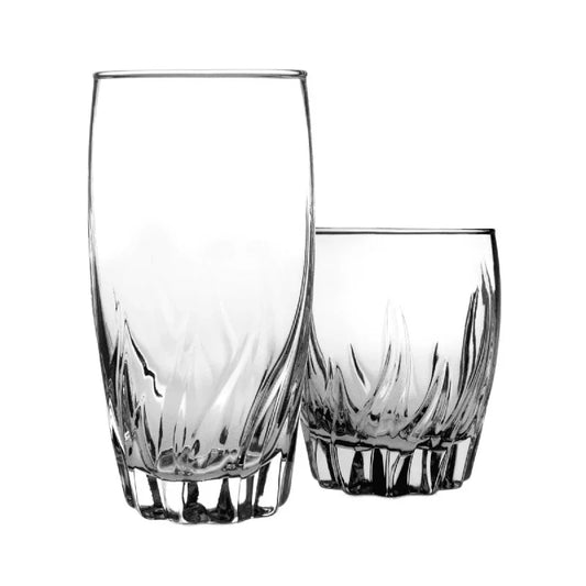 12 Piece Clear Glassware Set Durable Highball Rocks Glasses Dishwasher Safe Ideal Home Parties Gift