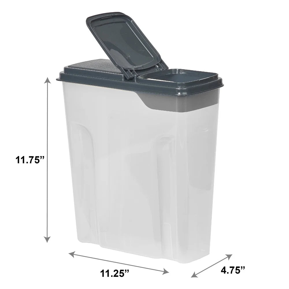 2-Pack Plastic Cereal Dispenser Containers 6 Quart Easy Grip Flip Lid Dry Food Storage Organizer