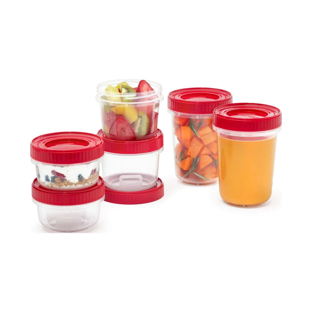 12 Piece Food Storage Set BPA Free Stackable Containers Twist Seal Microwave Dishwasher Safe Meal Prep Lunch Snacks Red