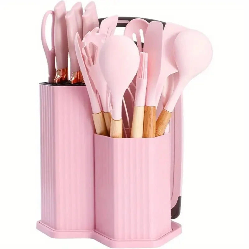 19-Piece Multi-Functional Kitchen Knife Set – Professional Stainless Steel Knives with Scissors & Cutting Board for Home Cooking