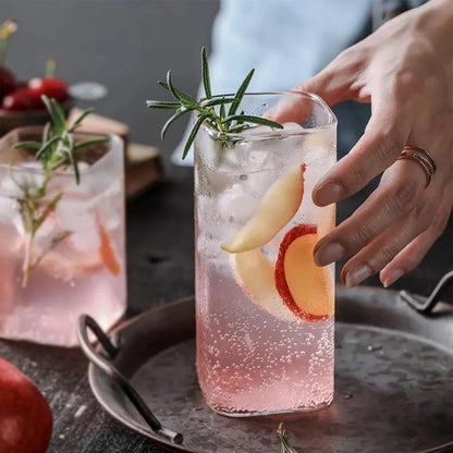 2Pcs Transparent Square Glass Cup with Lid and Straw Creative Hot and Cold Drink Glass Cup Home Bar Milk Juice Mug