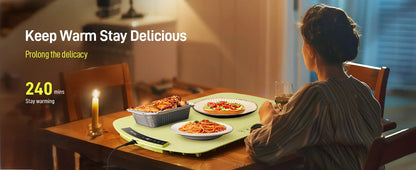 Electric Warming Tray with 8 Tem Setting Food Warmer Plate Foldable Portable Smart Food Fast Heating Mat Electric Warming Tray