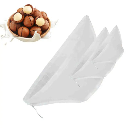 3pcs Soy Milk Bag Reusable Natural Cheese Cloth Bags Dumpling Filling Squeeze Drawstring Bags for Yogurt Nut Strainers