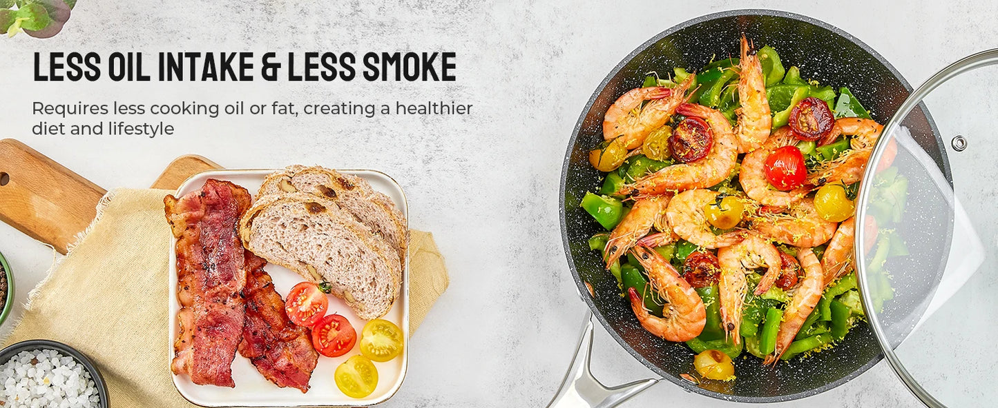 BEZIA 10-Piece Induction Cookware Set – Nonstick Pots and Pans for All Stoves, Durable Nonstick Kitchen Set for Induction Cooktops