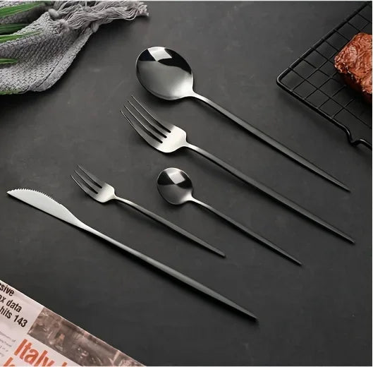 60-Piece Luxe Golden Stainless Steel Cutlery Set – Mirror Polished, Dishwasher Safe