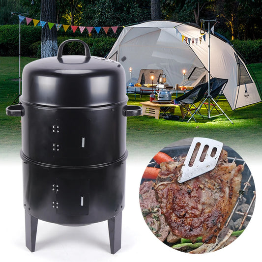 BBQ Smoker Oven – Charcoal Smoker Cabinet with Thermometer for Outdoor Barbecue, Meat, Fish & Food Smoking