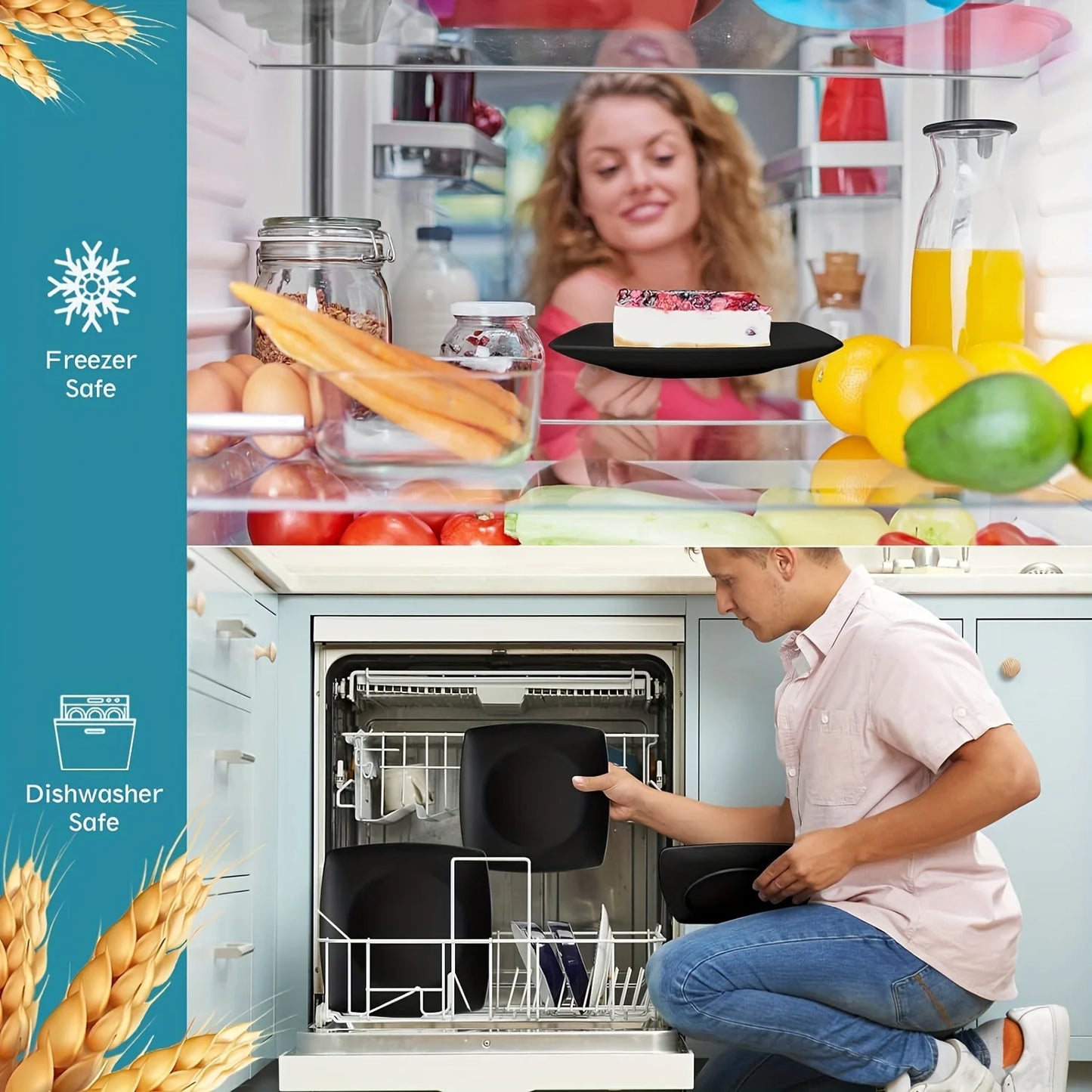 16/32Pcs Plastic Dinnerware Set -DurableDishwasher Safe Microwave Safe Stackable Includes Dinner Plates Salad Plates Snack Bowls