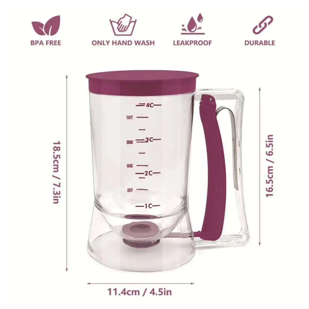 Hand-Held Batter Dispenser – Pancake, Cupcake & Waffle Batter Separator | Mess-Free Baking Tool for Muffins, Crepes & Baking Supplies