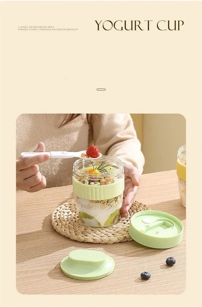 Portable Breakfast Fruit Oat Yogurt Salad Cup With Lid Spoon Food Storage Cup Fitness Weight Reducing Picnic Lunch Box Milk cup