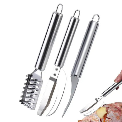 Fish Scale Remover Knife Picking shrimp thread Stainless Scaler for Fish Cleaning Tools Fish Skin Brush Tongs Kitchen Tweezers