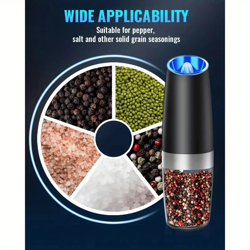Gravity Electric Salt & Pepper Mill – Automatic Tilt-to-Grind Grinder, Battery Powered with Adjustable Coarseness & Upgraded Large Capacity