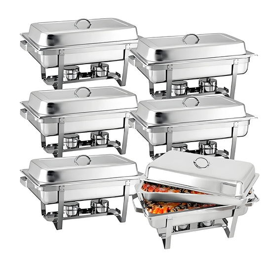 2/4/6 Pack 8QTChafing Dish Buffet Set Stainless Steel Food Warmer Kit with Lids Holders for Restaurant Catering Parties Weddings