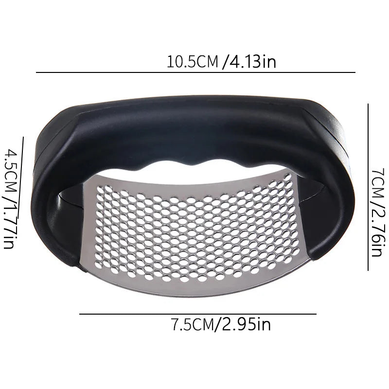 Heavy-Duty Metal Garlic Crusher – Easy-Clean Garlic Press with Finger Protection for Safe & Efficient Home Kitchen Use