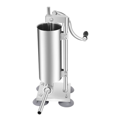 3L Vertical Manual Sausage Stuffer Machine – Stainless Steel Sausage Maker with 4 Steel & 7 PE Tubes