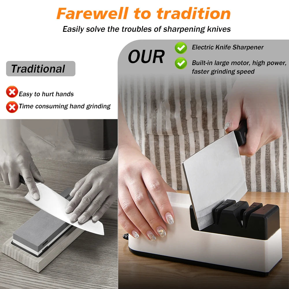 4 Segment Kitchen Fully Automatic Knife Sharpener Portable Electric Non-slip Base Knife Sharpener Household Kitchen Accessories