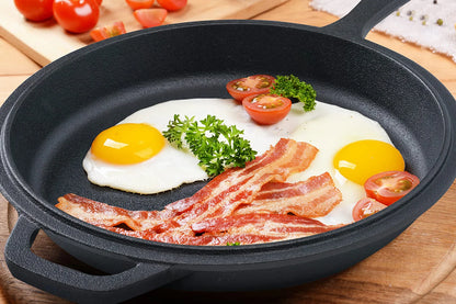 Dutch Oven & Skillet Combo，Preseasoned Cast Iron Cookware Set，2-In-1 Multi Cooker - Deep Pot + Frying Pan，Works for Bread, Indoo