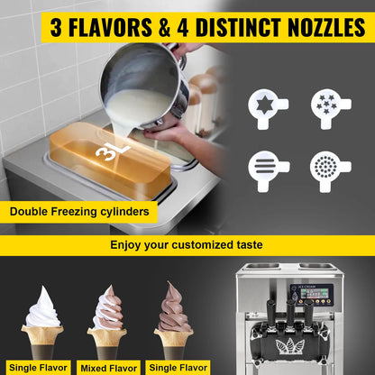 VEVOR Commercial Soft Serve & Fried Roll Ice Cream Machine – 220V Stainless Steel Instant Ice Cream Maker for Home or Business