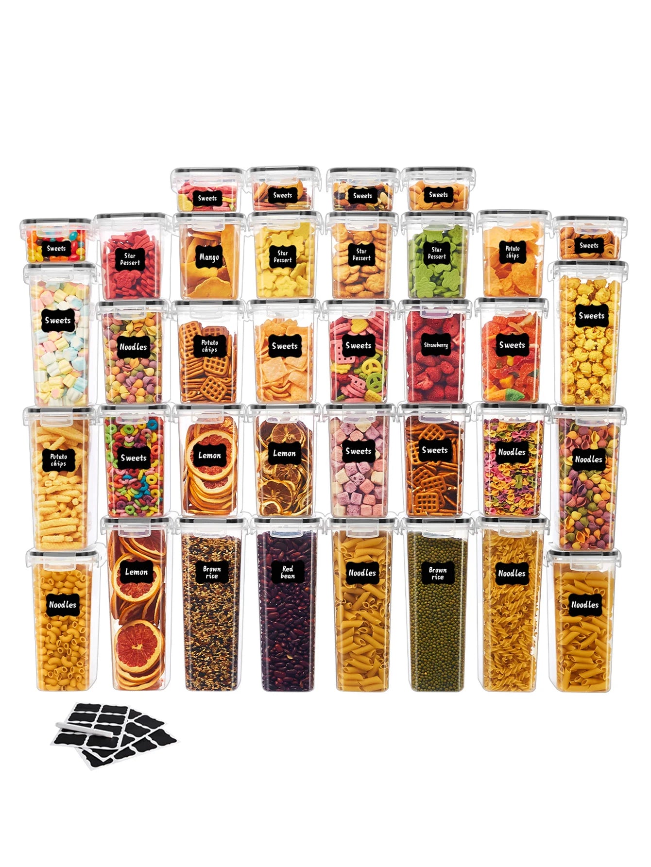 42-Piece Airtight Food Storage Bin Set – Leakproof, Stackable & Reusable Jars