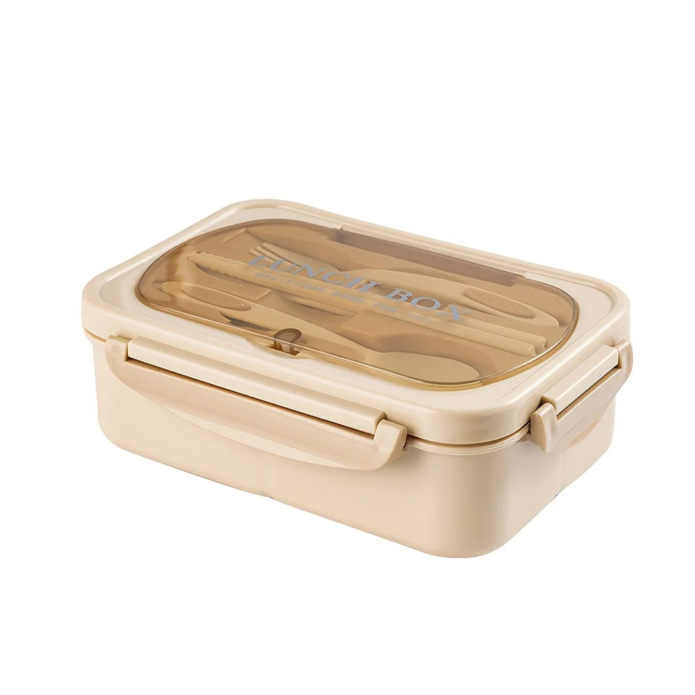 Leak-Proof Square Lunch Box with Utensils – Microwave-Safe Food Container for Office Workers, Students & Kitchen Storage