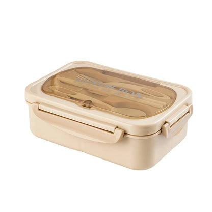 Leak-Proof Square Lunch Box with Utensils – Microwave-Safe Food Container for Office Workers, Students & Kitchen Storage