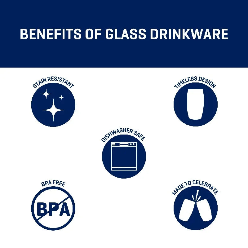 8-Piece Clear Drinking Glass Set – Heavy Base Dishwasher-Safe Everyday Glassware