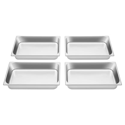 4 Pcs Table Pans with Lids Buffet Chafing Dishes Stainless Steel Food Container for Commercial and Personal