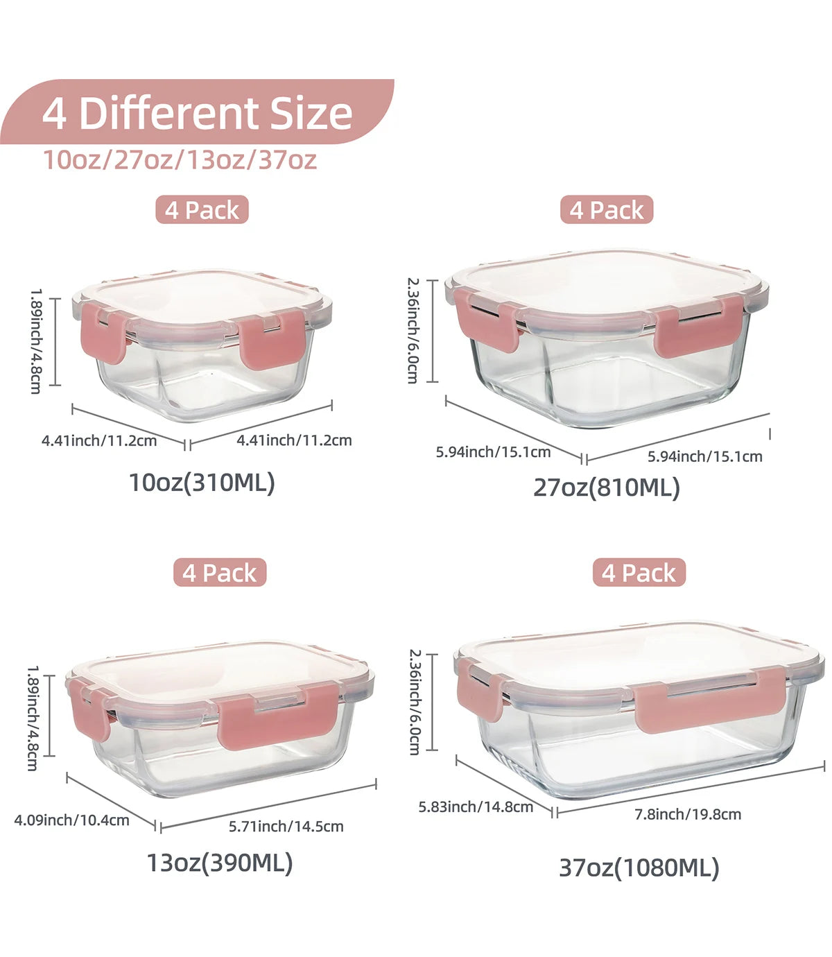 16-Piece Glass Food Storage Containers – Airtight, Leakproof, Microwave & Oven Safe