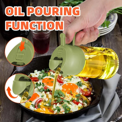 2-in-1 Oil Spray Bottle Dispenser – 500ml Refillable Cooking & BBQ Oil Sprayer
