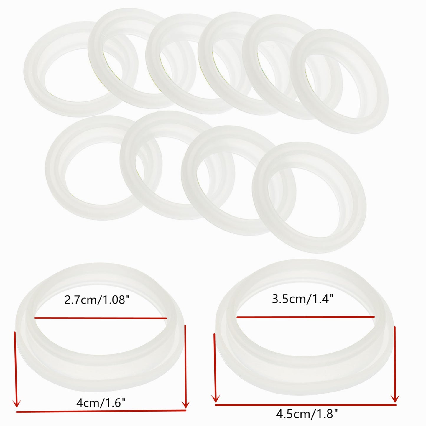 Silicone Sealing O-Rings Gaskets for Vacuum Bottle, Cover Stopper, Thermal Cup Lid, Resistance O Ring Seals, 4 cm, 5cm, 10Pcs