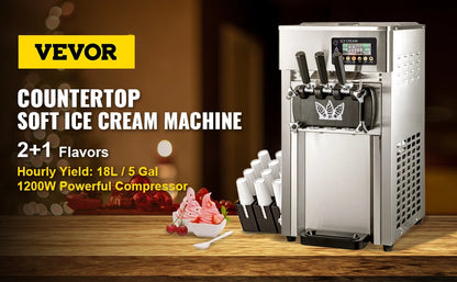 VEVOR Commercial Soft Serve & Fried Roll Ice Cream Machine – 220V Stainless Steel Instant Ice Cream Maker for Home or Business