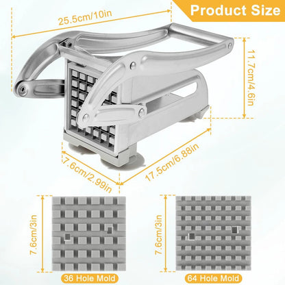 French Fries Cutter Stainless Steel Potato Slicer Quick-Cut Potato Slicer with 36/46-Hole Blade Manual Kitchen Tool