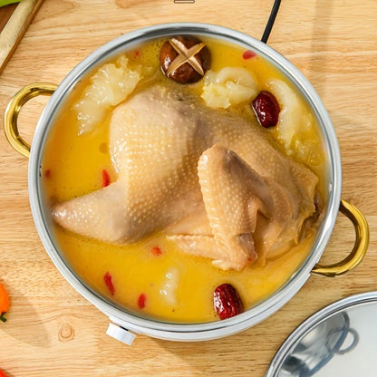 5-Piece Golden Stainless Steel Cookware Set - Durable, Multi-Purpose, Easy to Clean, Compatible with All Stoves, Non-Stick,