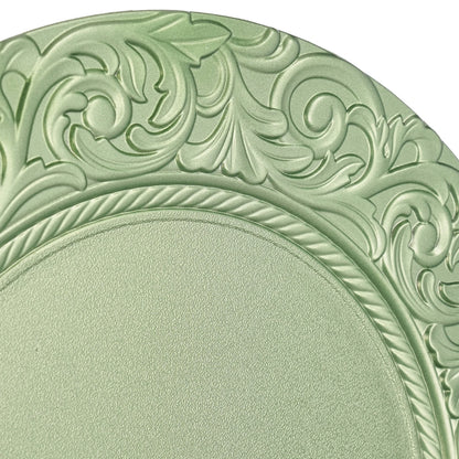 100PCS 13-Inch Round Charger Plates – Decorative Silver/Green Table Setting Plates for Weddings, Parties, Events & Kitchen Dining
