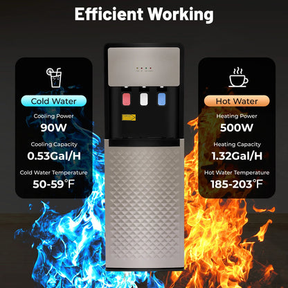Bottom Load Water Dispenser for Home, Hot & Cold Standing Water Cooler Dispenser 3 Temp Modes, 500W Heating, 90W Cooling