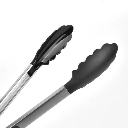 Stainless Steel BBQ Grilling Tongs – Anti-Scalding Food Clip & Non-Stick Serving Tool for Bread, Salad, Kitchen & Barbecue