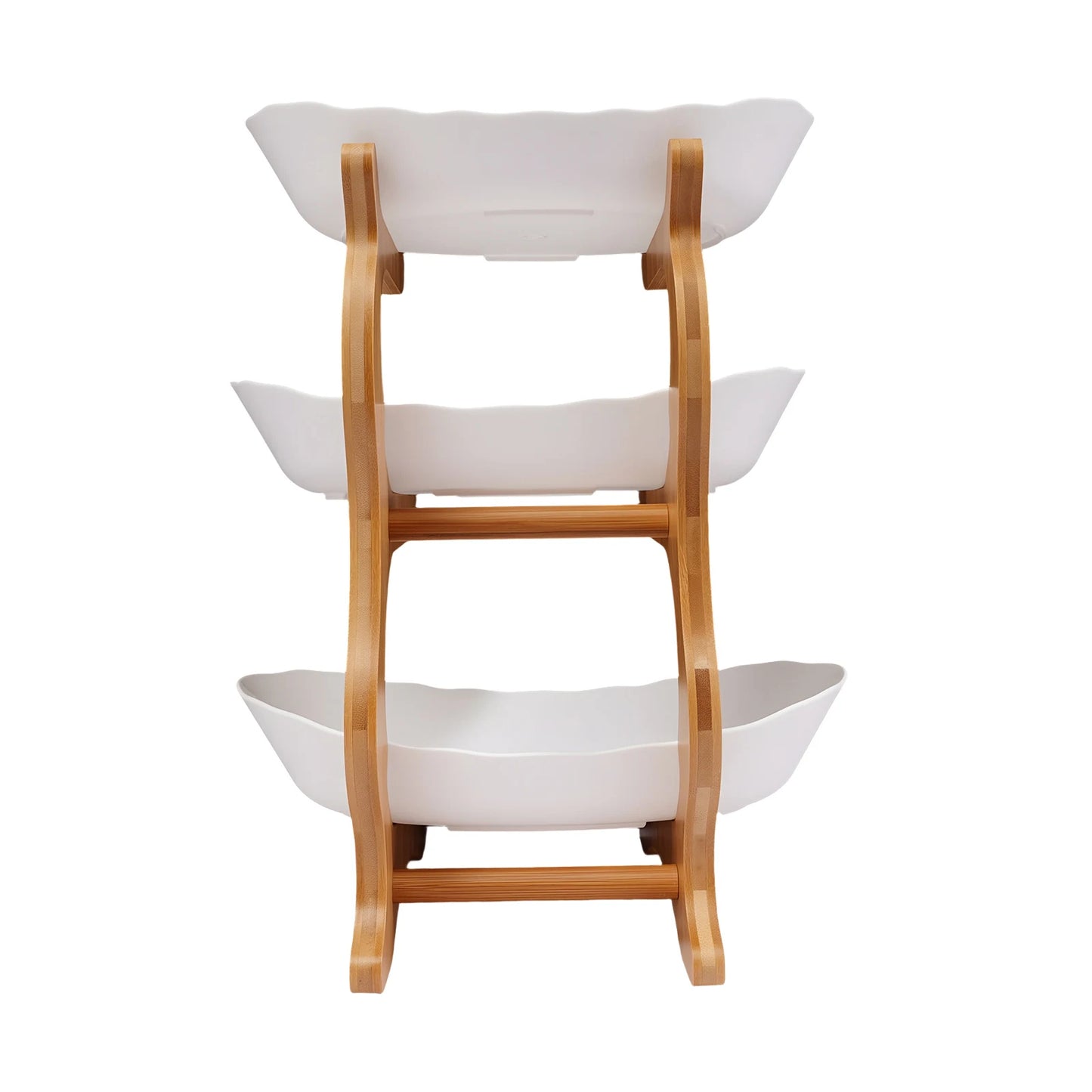 3-Tier Fruit & Dessert Tray Stand – Multi-Layer Snack, Candy & Cake Display with Bamboo Wood Rack for Parties, Weddings & Home Decor