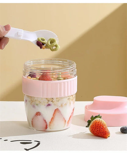 Portable Breakfast Fruit Oat Yogurt Salad Cup With Lid Spoon Food Storage Cup Fitness Weight Reducing Picnic Lunch Box Milk cup