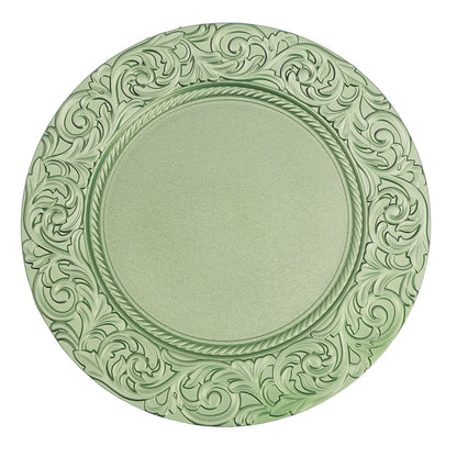 100PCS 13-Inch Round Charger Plates – Decorative Silver/Green Table Setting Plates for Weddings, Parties, Events & Kitchen Dining