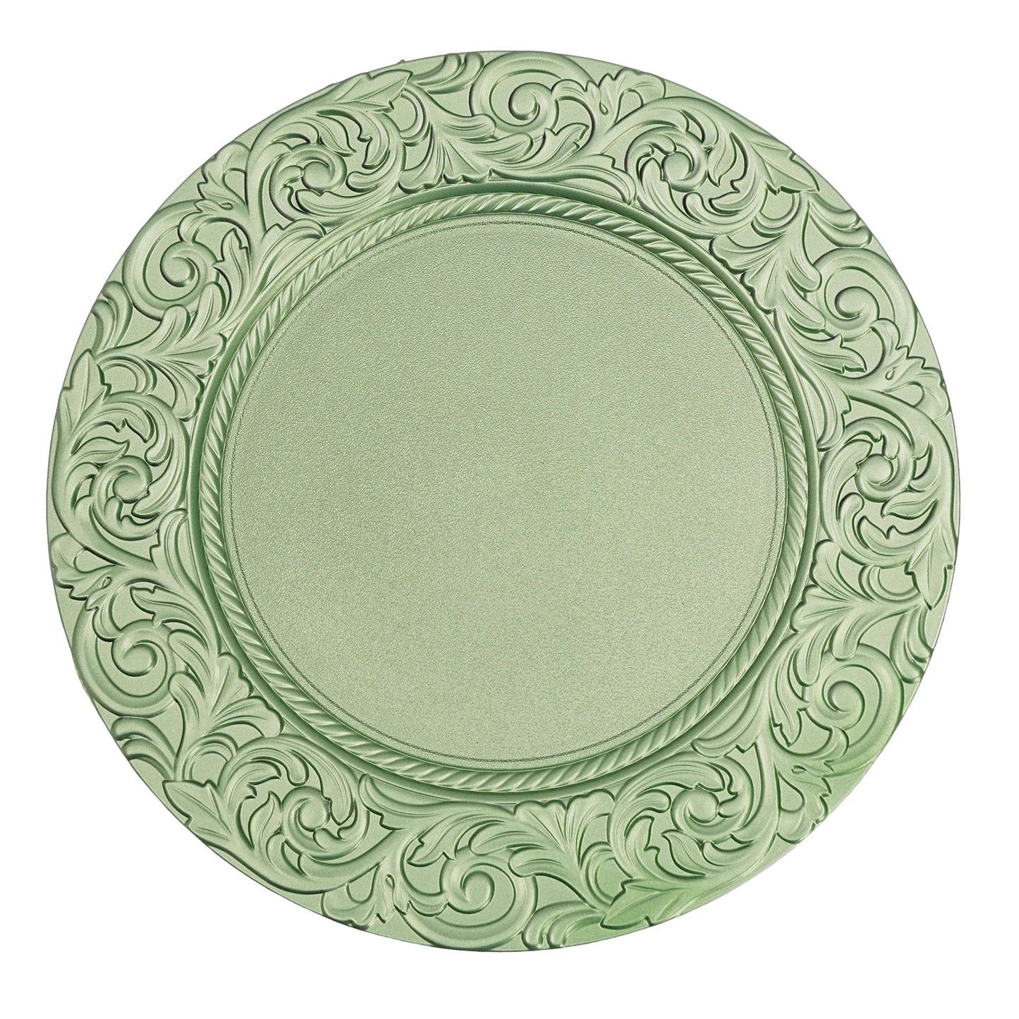 100PCS Charger Plates Set 13 inch Round Charger Plates Kitchen Dish Charger for Wedding Party Decoration Silver/Green