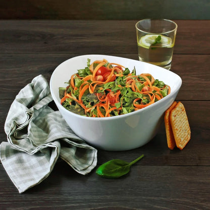 2 Pack White Porcelain Wavy Serve Bowls Dishwasher Microwave Oven Safe Versatile Serving Bowls Salad Pasta Sides and More